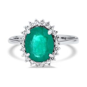 ICA Certified 2.30ct Natural Emerald & 0.40ct Diamond Ring - 18K White Gold 7.75